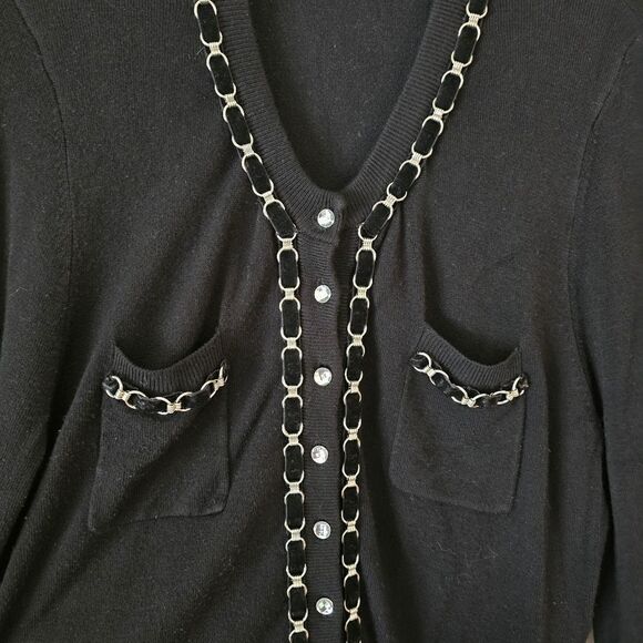 CACHE Vintage Women's Black Cardigan Embellished Size Small Y2K - Picture 10 of 10